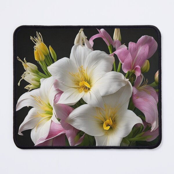 Item preview, A Bouquet Of Elegant Lilies, Their Petals Displaying A Palette Of White, Yellow, And Pink, Exuding Sophistication And Charm With Their Graceful Form And Subtle Fragrance, Ai Generated Art designed and sold by AiGens.