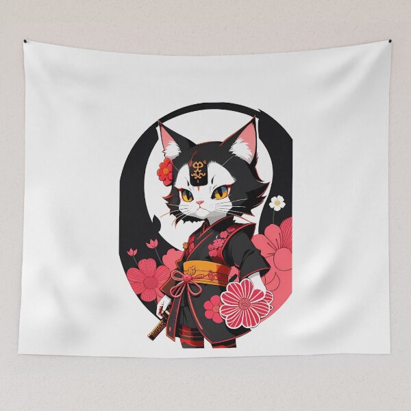 Item preview, Paws and Petals - Samurai Cat designed and sold by Mechanical-Artt.