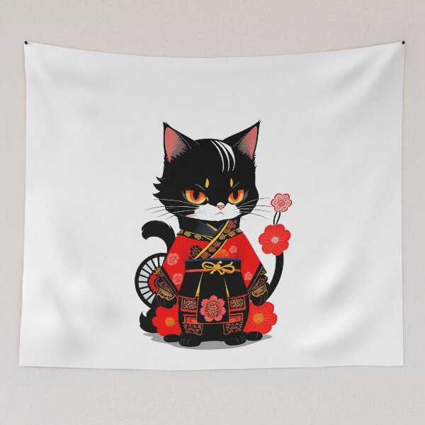 Item preview, Feline Flower Affair Samurai Cat designed and sold by Mechanical-Artt.