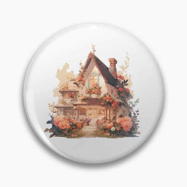 Item preview, Cute Cottage with Flowers in Cottagecore and Rustic Style designed and sold by CozyKawaiiArt.