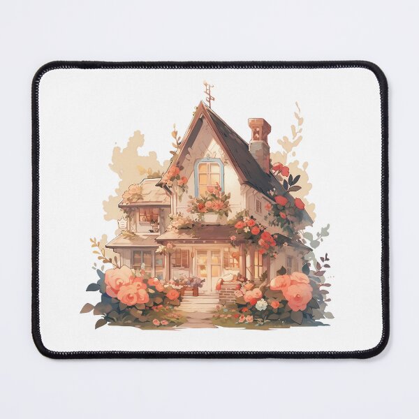 Item preview, Cute Cottage with Flowers in Cottagecore and Rustic Style designed and sold by CozyKawaiiArt.