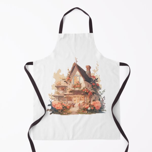 Aperçu de l'œuvre Cottage mignon avec des fleurs dans un style cottagecore et rustique créée et vendue par CozyKawaiiArt.