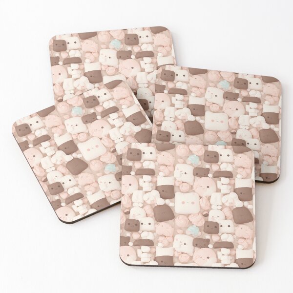 Item preview, Kawaii Marshmallow Pattern Tan Pattern designed and sold by Theo-B.