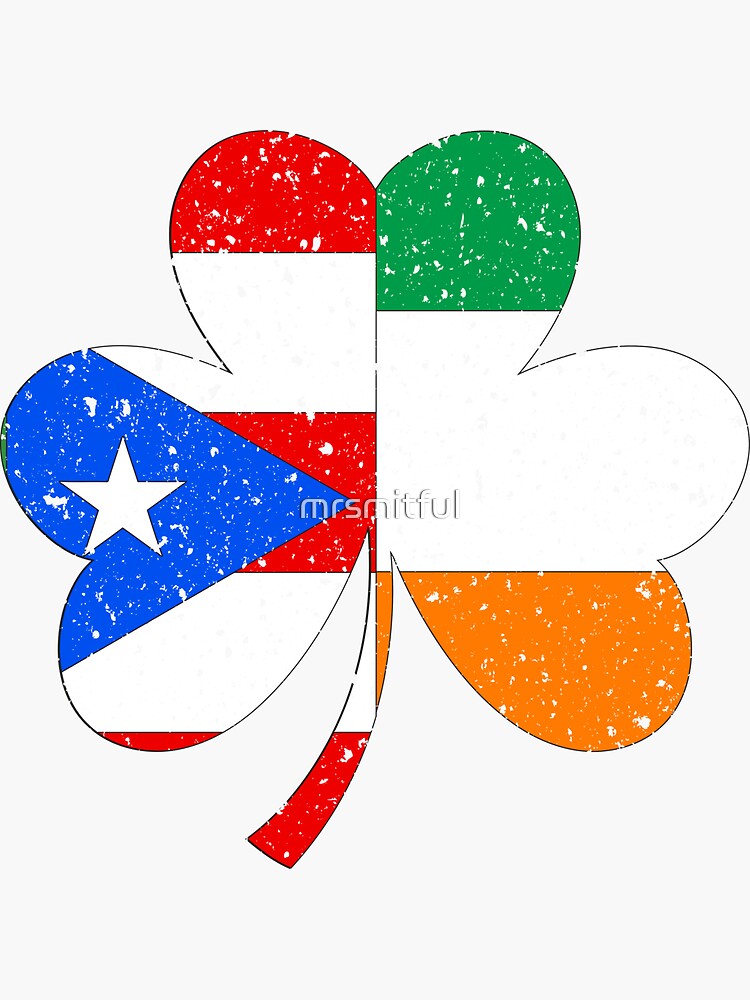 Irish Puerto Rican T Shirt - Ireland Puerto Rico Flag Clover