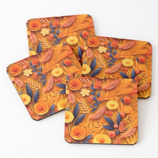 Item preview, Autumn Harvest Pattern - 3D Paper Art - Orange Foliage designed and sold by JoanNinjaHen.
