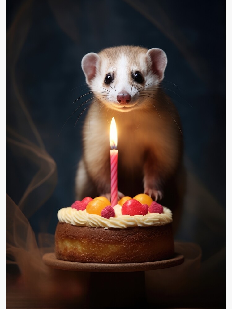 Ferret Birthday Card, Ferret Greetings Card, Ferret Celebration Card