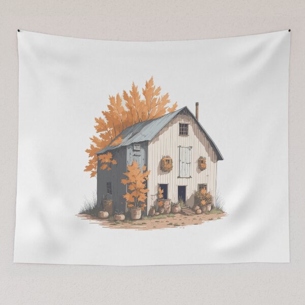 Item preview, Fall Farm Barn And Leaves. Autumn countryside with farm barn designed and sold by Victoria Riabov.