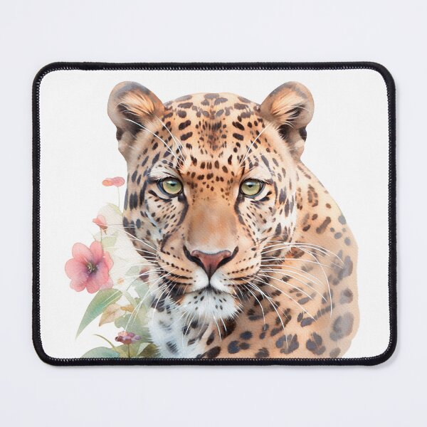 Item preview, Amur Leopard in watercolor flowers designed and sold by DariyaDell.