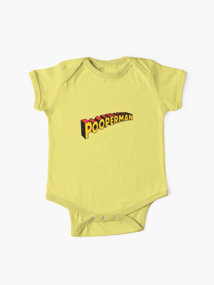 pooperman funny cute t-shirt tees bodysuit graphic boy girl superhero super  baby