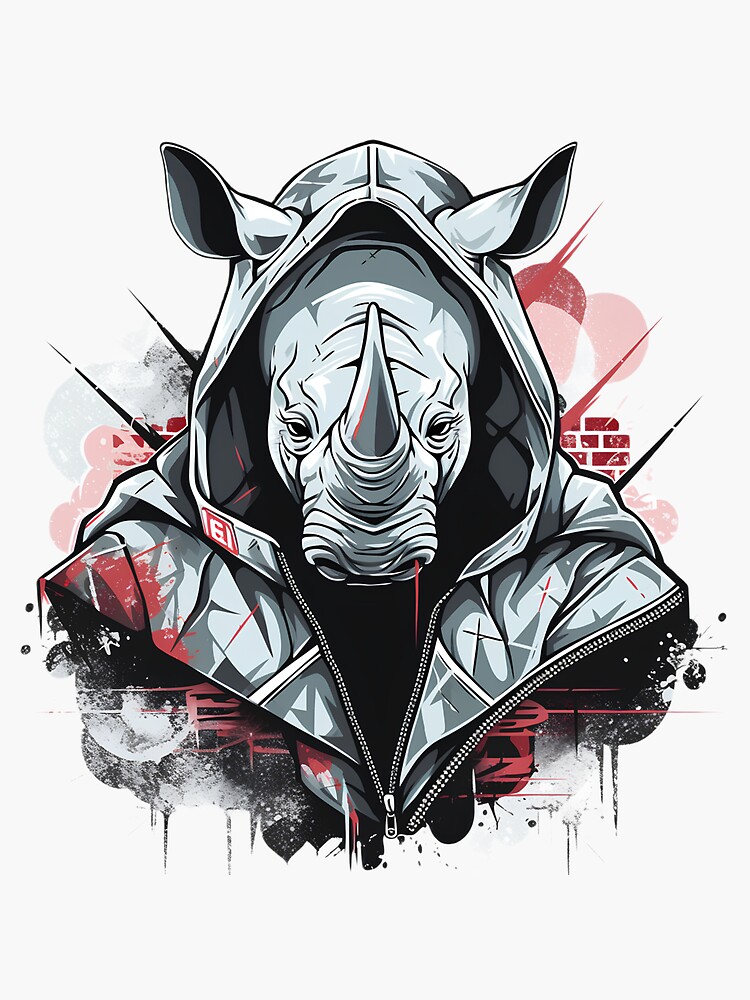 Black Rhino Design. Cool Art for Rhino Lovers Sticker for Sale by  MartynGrey