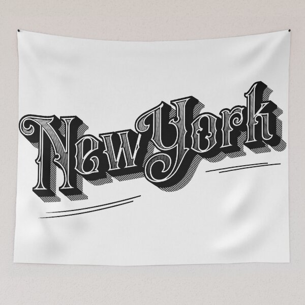 Item preview, Vintage New York Logo Sign Black White Old Timey Victorian Lettering designed and sold by dashaporoshina.