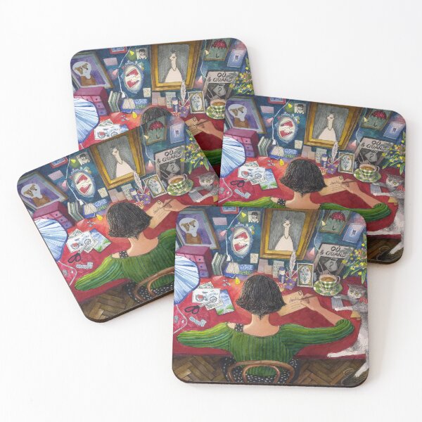 Item preview, Amelie writing postcards designed and sold by Ekaterina Khozatskaya.