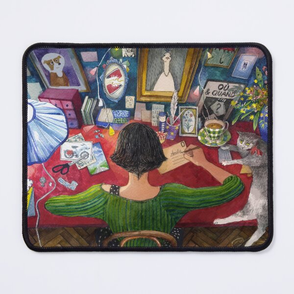 Item preview, Amelie writing postcards designed and sold by Ekaterina Khozatskaya.