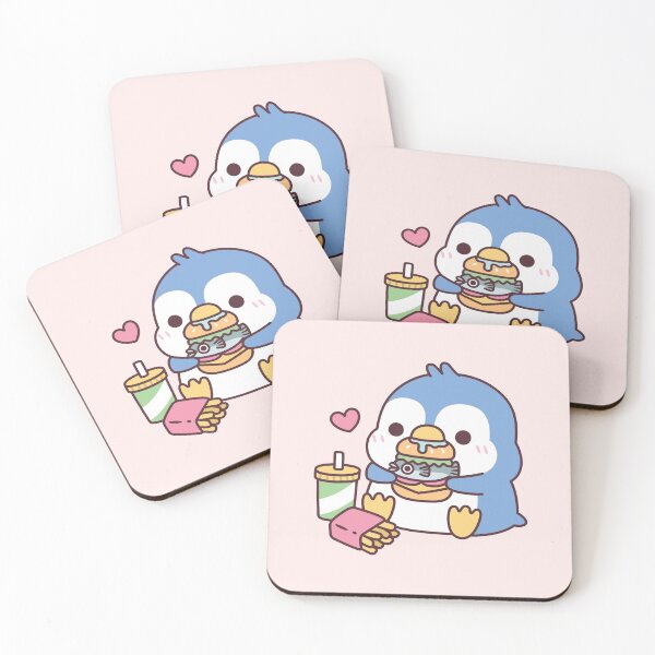 Item preview, Cute Blue Penguin Eating Fish Burger designed and sold by rustydoodle.