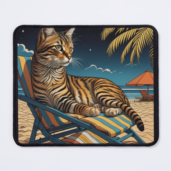 Item preview, Cat Art - Paws & Palms: Feline Retreat at the Seaside designed and sold by AriaMarliART.