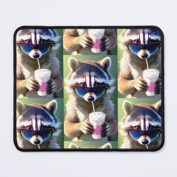 Item preview, A cute raccoon drinking a milkshake designed and sold by Pelzi100.