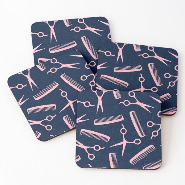 Item preview, shears and combs - pink on navy blue designed and sold by littlearrow.