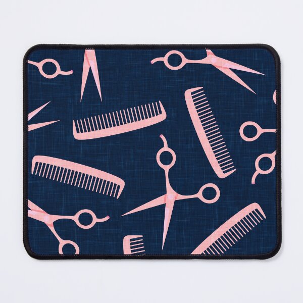 Item preview, shears and combs - pink on navy blue designed and sold by littlearrow.