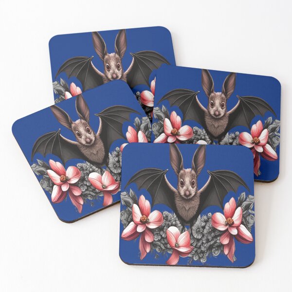 Item preview, Virginia Big-Eared Bat Surrounded By A Wreath Of Dogwood Tattoo Style Art designed and sold by taiche.