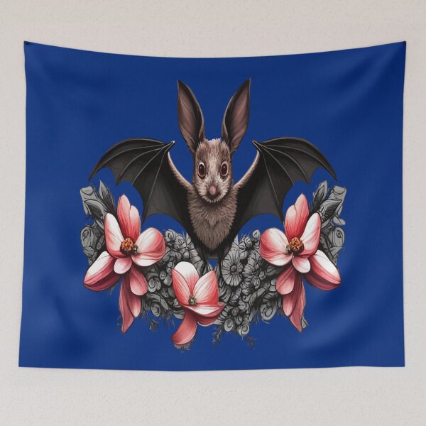 Item preview, Virginia Big-Eared Bat Surrounded By A Wreath Of Dogwood Tattoo Style Art designed and sold by taiche.