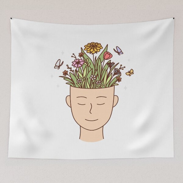 Item preview, flowers growing from head floral head art nature-inspired head design designed and sold by DreamStore360.