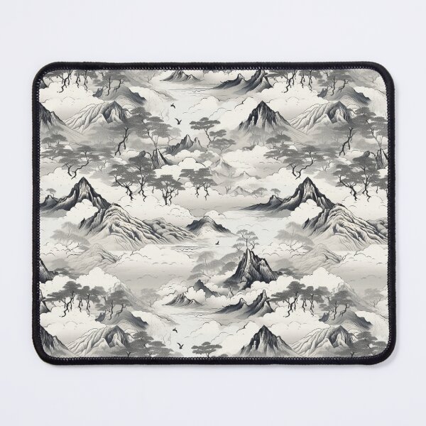 Item preview, Weathered Mountains Black and White - Ancient Ukiyo-e Style Pattern designed and sold by PatternVogue.