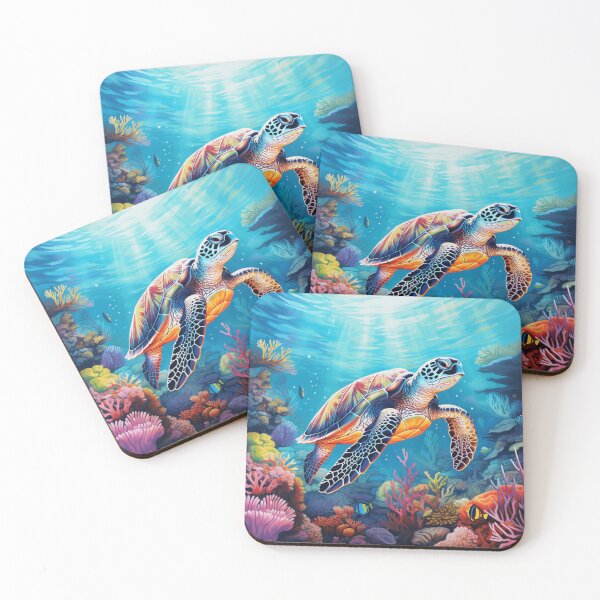 Item preview,  Vibrant color sea turtle digital print in a variety of mediums designed and sold by dcrc.