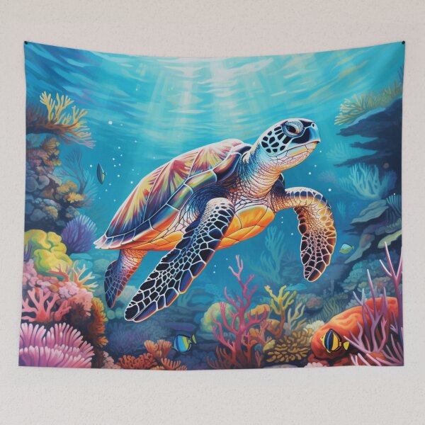 Item preview,  Vibrant color sea turtle digital print in a variety of mediums designed and sold by dcrc.