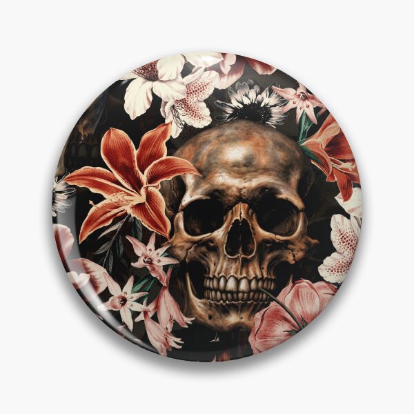 Item preview, Mysterious Midnight Baroque Skull And Flowers  NightGarden  designed and sold by UtArt.