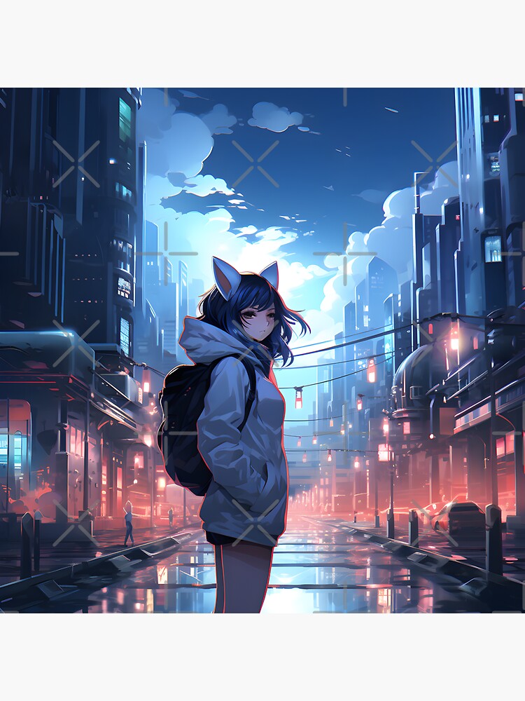 Neko Anime Girl In Cyberpunk City Live Wallpaper - MoeWalls