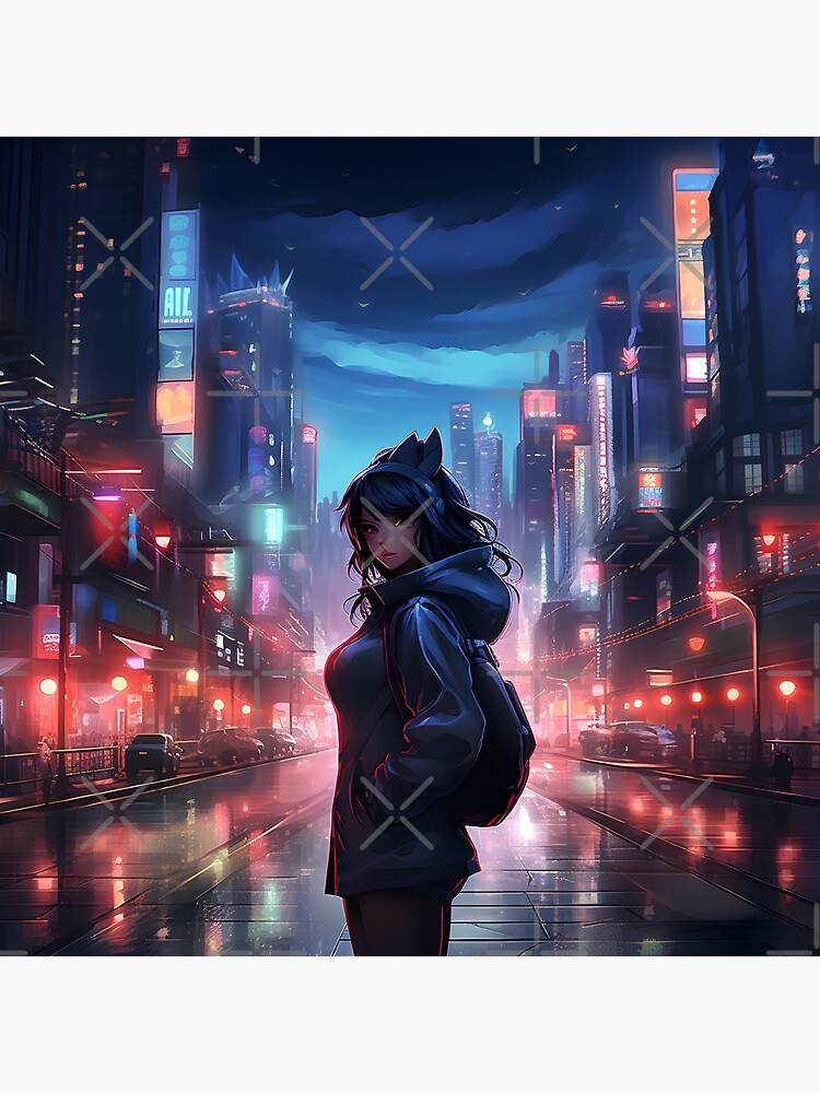 Anime Girl City Night Neon Cyberpunk 4k 