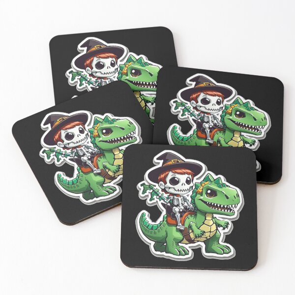 Item preview, Cute Skeleton Riding green Dinosaur designed and sold by TrendyPalette.