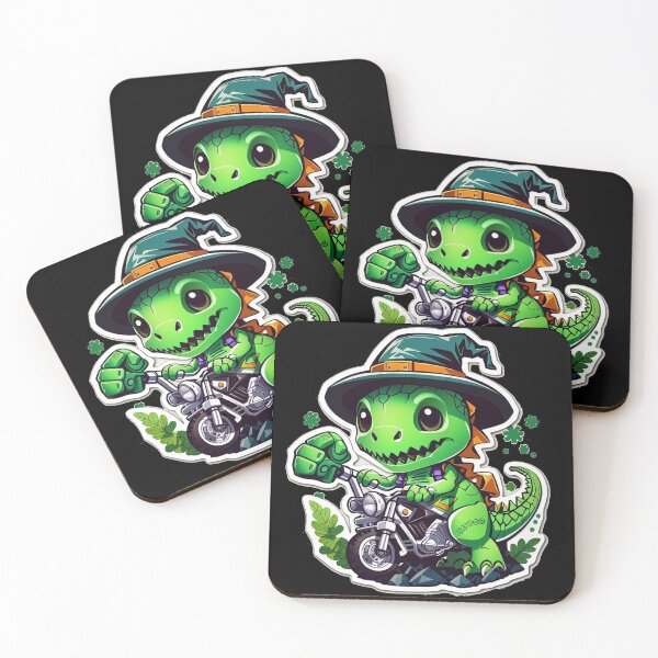 Item preview, Cute Skeleton Riding green Dinosaur designed and sold by TrendyPalette.