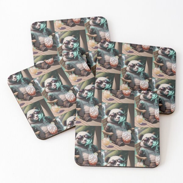 Item preview, A cute and cool panda having a drink designed and sold by Pelzi100.