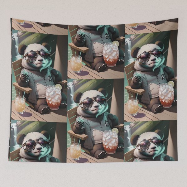 Item preview, A cute and cool panda having a drink designed and sold by Pelzi100.