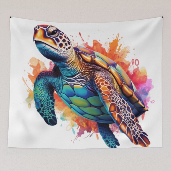 Item preview,  Vibrant color sea turtle digital print in a variety of mediums designed and sold by dcrc.