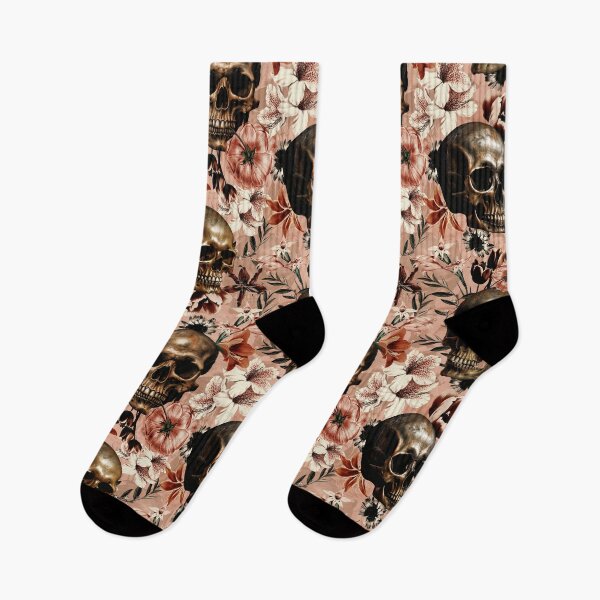 Item preview, Mysterious Midnight Baroque Skull And Flowers Sepia Peach Nightgarden designed and sold by UtArt.