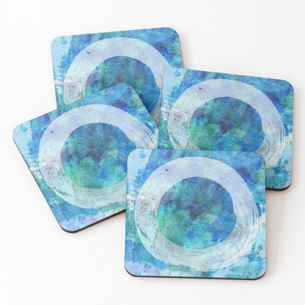 Item preview, White Enso Art on Blue Abstract designed and sold by Sharon Cummings Art.