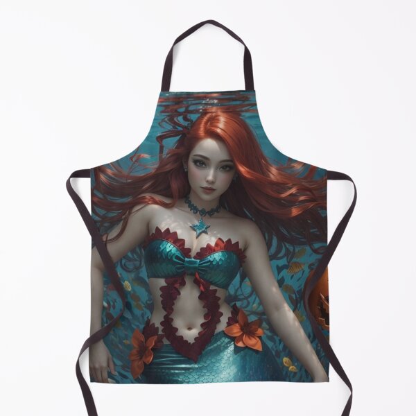 Item preview, Halloween Redhead Mermaid Doll with Pumpkins designed and sold by SirenasWorld.