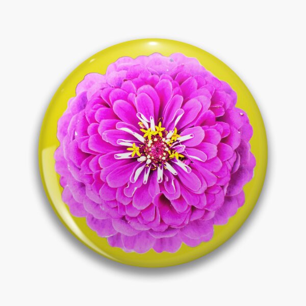 Item preview, Pink Zinnia Flower - yellow background designed and sold by Louise-Mae.