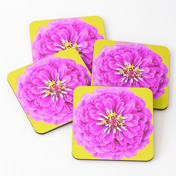 Item preview, Pink Zinnia Flower - yellow background designed and sold by Louise-Mae.
