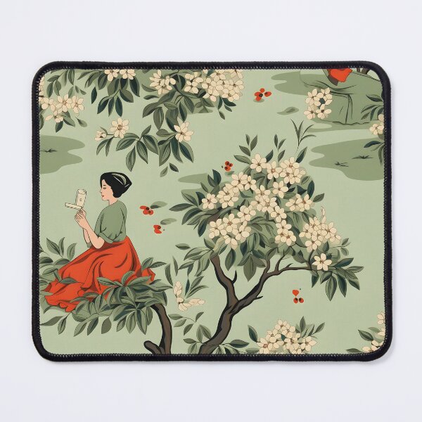 Item preview, Red Apples, Green Leaves, Books and Mirrors—Under the Apple Autumn Tree, Fall Design, apple orchard wallpaper designed and sold by ignasirus.