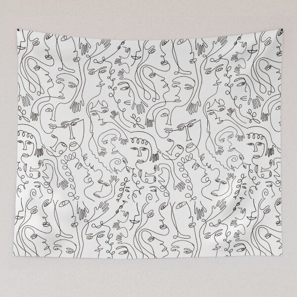 Item preview, Abstract Black and White Face Pattern designed and sold by kbracey-meraki.