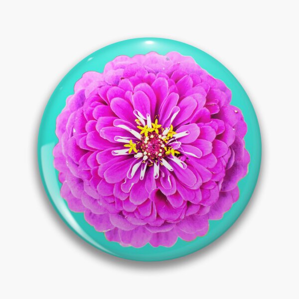 Item preview, Pink Zinnia Flower - teal background designed and sold by Louise-Mae.