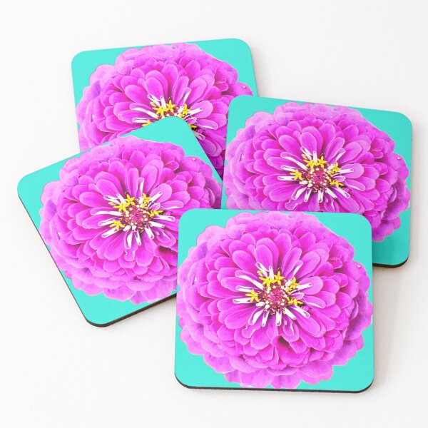 Item preview, Pink Zinnia Flower - teal background designed and sold by Louise-Mae.