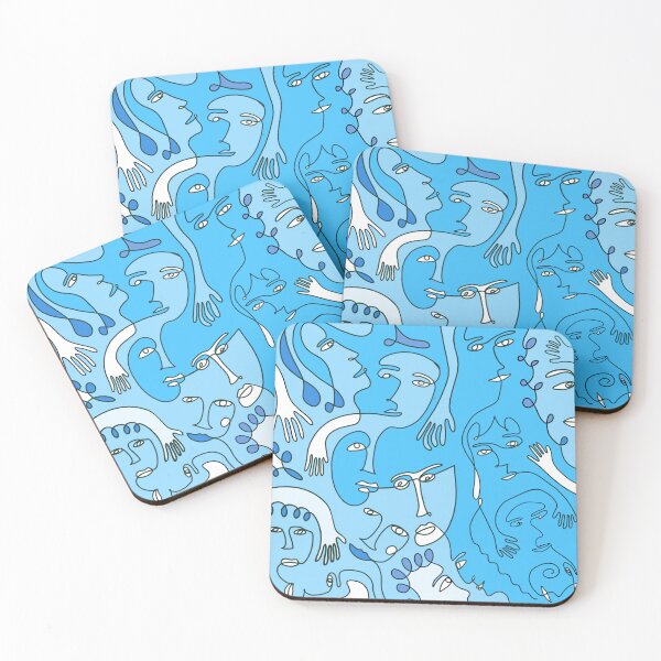 Item preview, Abstract Blue Face Pattern designed and sold by kbracey-meraki.