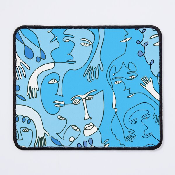 Item preview, Abstract Blue Face Pattern designed and sold by kbracey-meraki.