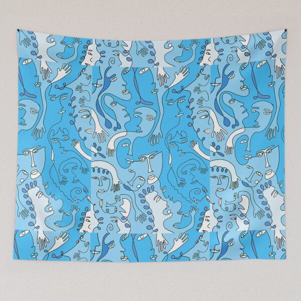 Item preview, Abstract Blue Face Pattern designed and sold by kbracey-meraki.