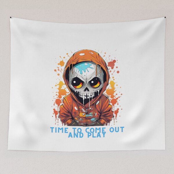 Item preview, Spooky Hoodie Skeleton: Come Out and Play Halloween T-Shirt designed and sold by Rebekkahsdesign.