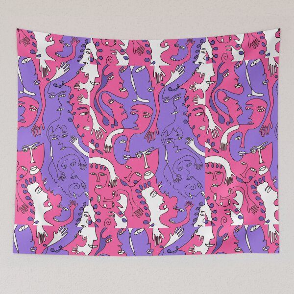 Item preview, Abstract Line Drawing Face Pattern designed and sold by kbracey-meraki.